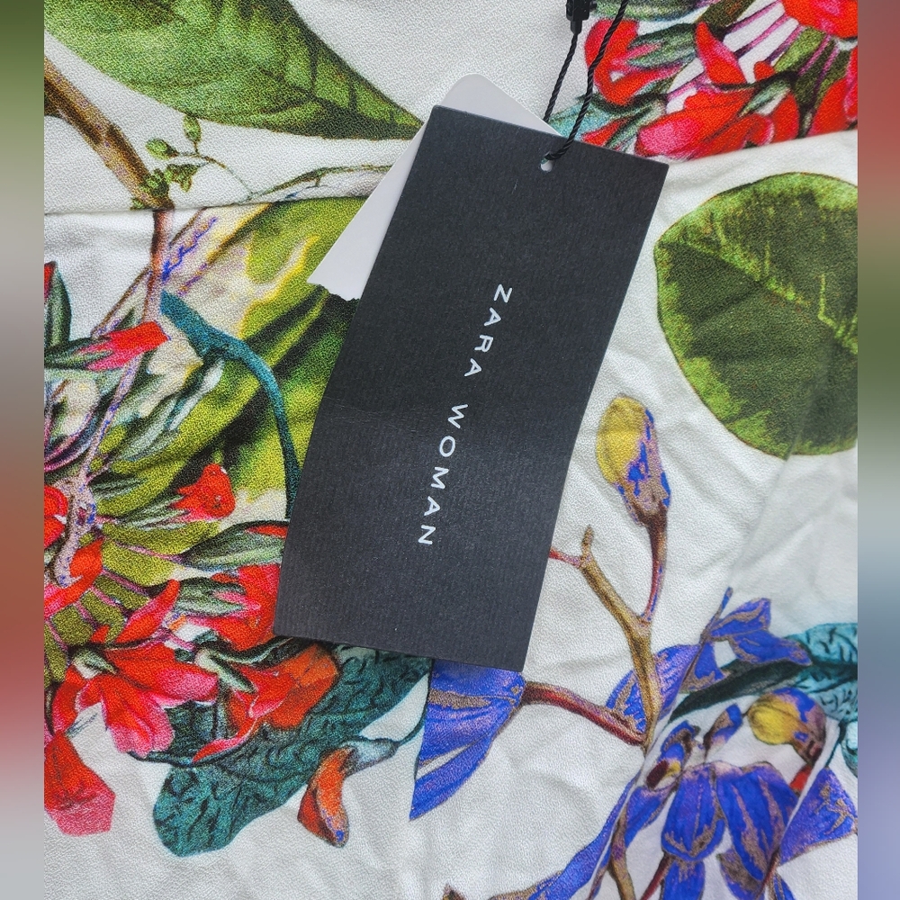 Zara Woman Floral Cropped Wide Leg Pants M - Picture 5 of 5